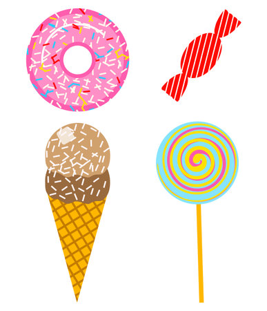 Fun stickers for Girl, fashion cute patches, badges, pins. Collection different elements for notebook. Vector trendy illustration. tasty foodのイラスト素材