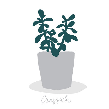 Urban jungle, trendy home decor with plant in handing pots handrawn in vector flat doodly cartoon styleのイラスト素材