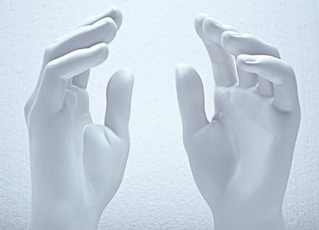 mannequin hands on white background close up