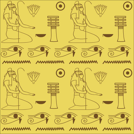 pattern of Egyptian hieroglyphics vector illustration. Cloth design.のイラスト素材