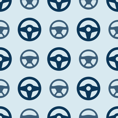 seamless ornament the wheel of a car on a blue background - vector illustrationのイラスト素材