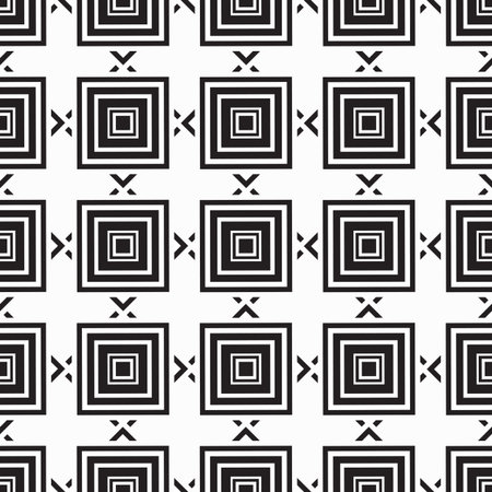 ornament black and white squares monochrome - vector illustrationのイラスト素材