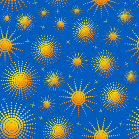 seamless pattern of Sunny -vector illustration. The sun on a blue background