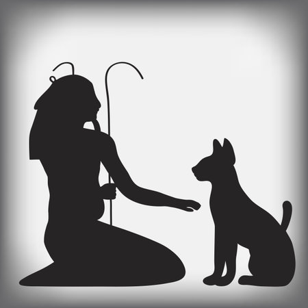 Egyptian cat God nun silhouettes - vector illustration iconsのイラスト素材
