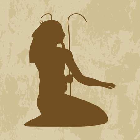 Egyptian cat God nun silhouettes on grunge background - vector illustration iconsのイラスト素材