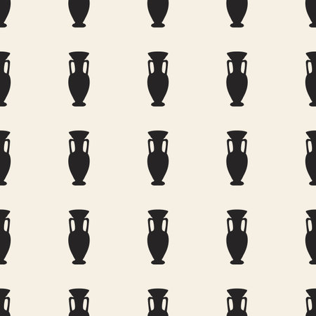 Arabic seamless pattern vase on a beige background - vector illustrationのイラスト素材