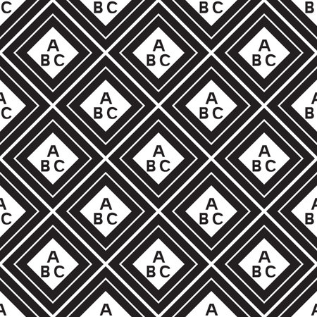 seamless pattern of squares inside the letters.Monochrome pattern. Black-and-white. Vector illustrationのイラスト素材