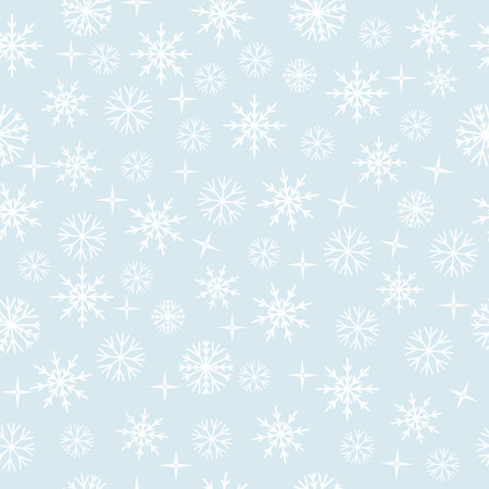 snowflakes seamless pattern. Simple drawing on the diagonal. Vector illustration. 