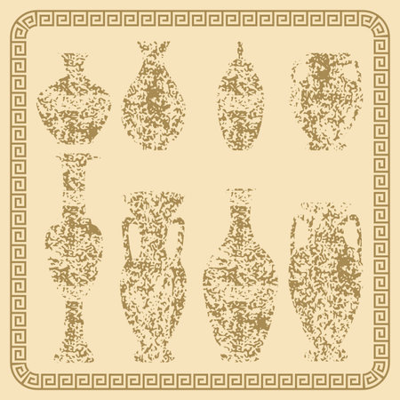 Vintage vases and jugs. Isolated icons - vector illustration. EPS 8のイラスト素材