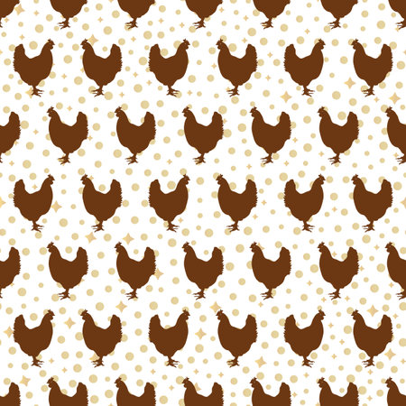 seamless pattern with roosters -vector illustration. Background with round ballsのイラスト素材