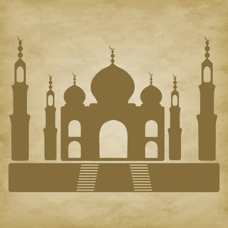 Mosque Taj Mahal isolated on grunge background - vector illustration. EPS 10のイラスト素材