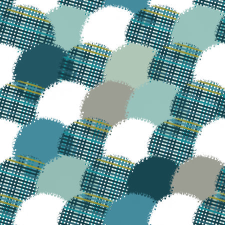 Large circles textured weaving lines seamless pattern -vector illustration.