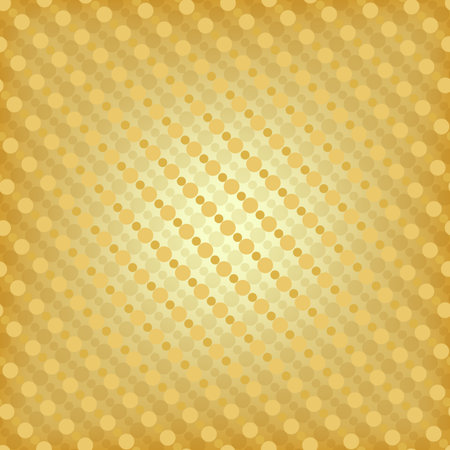 Seamless geometric pattern of circles on a diagonal vector-valued illustration. Background gold with transparency.のイラスト素材