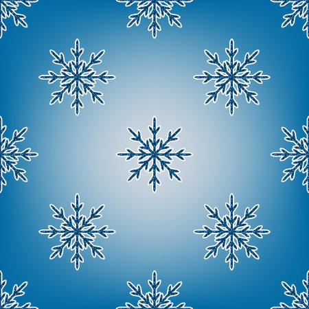 New year seamless background-vector illustration. Textured snowflakes on blue background ornament.のイラスト素材