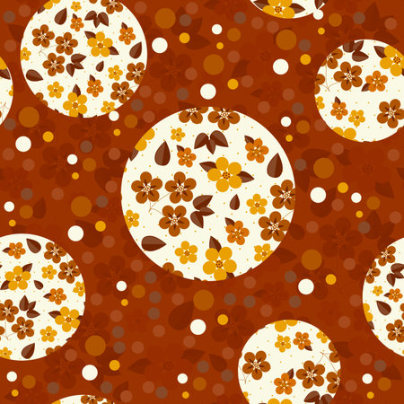 The floral dots circles balls seamless pattern. Flowers background seamless.のイラスト素材
