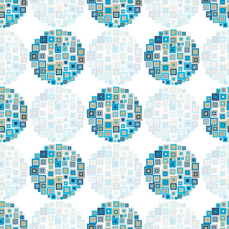 Seamless geometric pattern of circles-vector illustration. Background with circles in squares seamless. The background is white.のイラスト素材