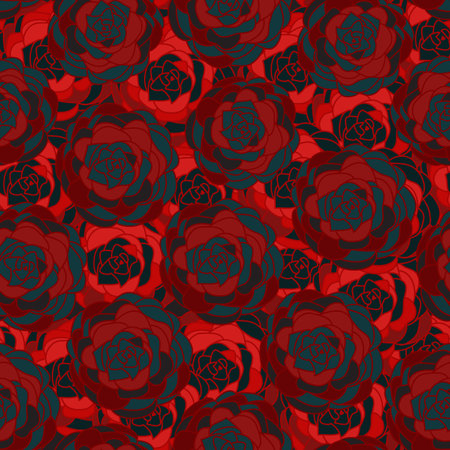 rose red seamless pattern bright print fabric texture-vector illustration. Hand drawnのイラスト素材