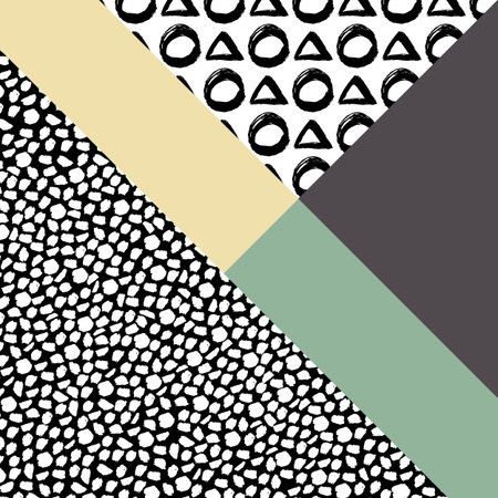 Abstract hand drawn geometric pattern circle triangle or background. Poster, card, textile, pattern desktop Wallpaperのイラスト素材