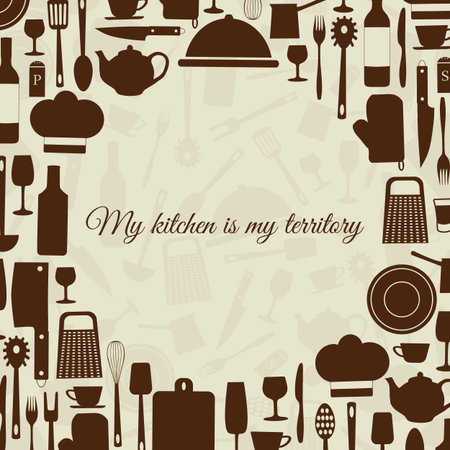 Kitchen banner background of items of foodのイラスト素材