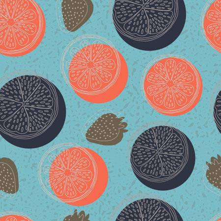 seamless pattern with lemons orangeのイラスト素材