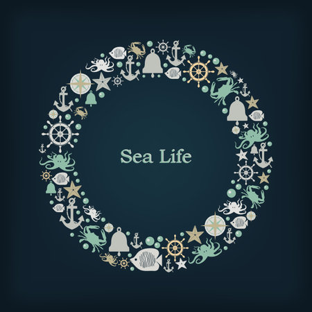 Logo circle nautical themeのイラスト素材