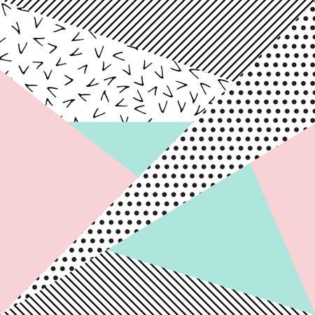 Geometric background shapes, the design of the 80's vector illustration. In retro Memphis group...