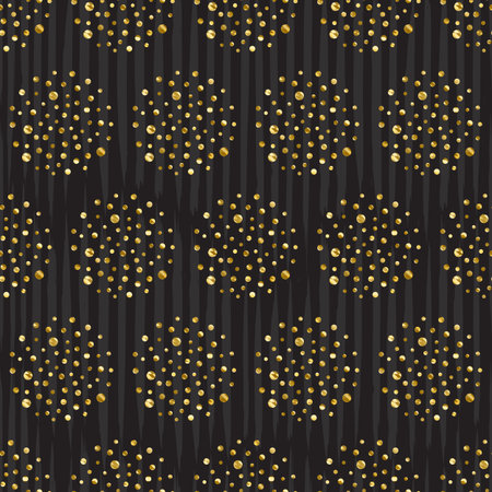 Circles of gold dots. Broken vertical lines in the background-vector illustration.のイラスト素材