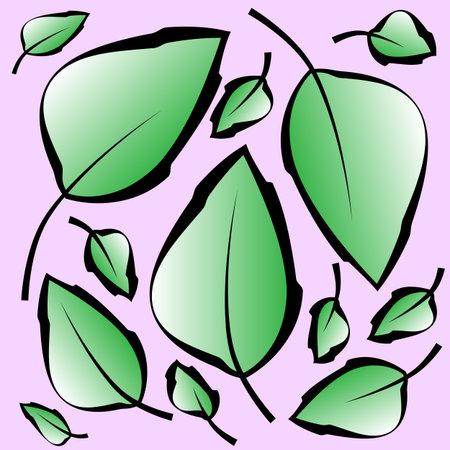 Pattern with green leaves in pastel colors.のイラスト素材