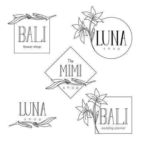 Flower Logo Templates Florist Wedding Plannerのイラスト素材