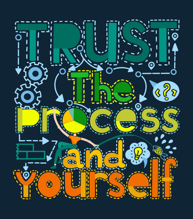 Trust the process and yourself vector motivational illustrationのイラスト素材