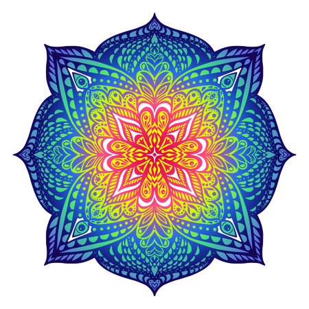 Oriental style mandala. Oriental style mandala. Cold colors.のイラスト素材