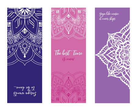 Set of colorful yoga mat vector patternのイラスト素材