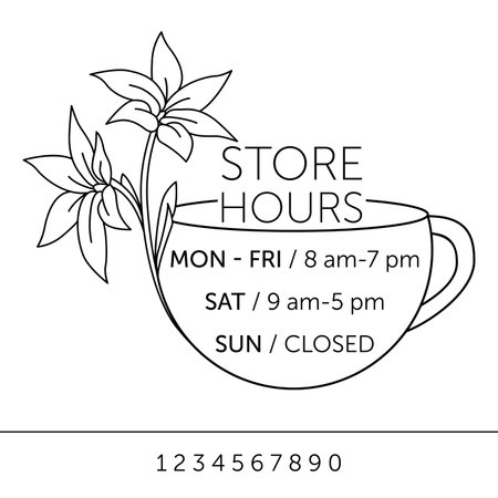 Business hours for cafe. Sticker with lilies on the windowのイラスト素材