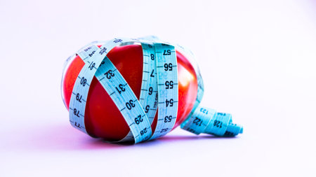 Diet, healthy diet, food and weight loss concept. Vegetable nutrition. Good health. Red tomato...