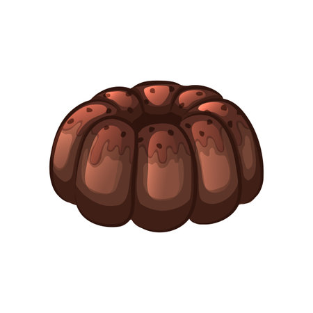 Chocolate cake with nuts. Isolated object on a white background. Cartoon icon. illustration.のイラスト素材
