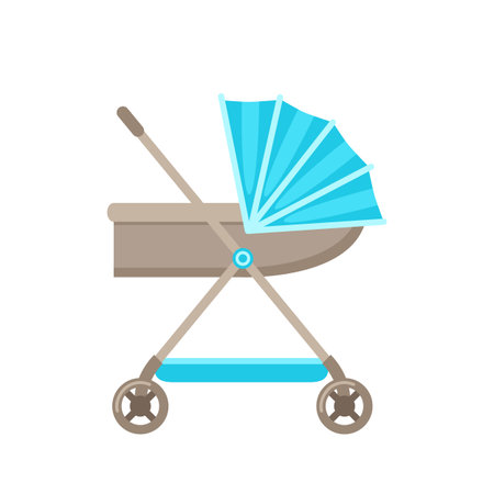 Baby stroller. Isolated on white. Vector illustration.のイラスト素材