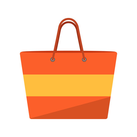 Orange beach bag. Isolated not white. Flat icon. Vector illustration.のイラスト素材