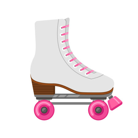 Roller skates isolated on white. Flat icon. Vector illustration.のイラスト素材
