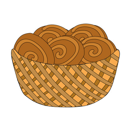 The basket of biscuits. Dessert. Vector illustration.のイラスト素材