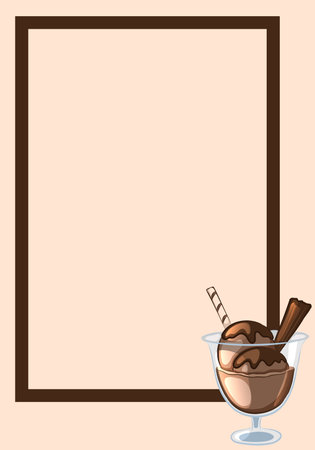 Frame, decorated with chocolate ice cream in a glass vase. Vector illustration.のイラスト素材