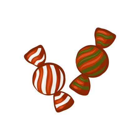 Christmas candy, sweets. Cartoon icon. Isolated object on white background.のイラスト素材
