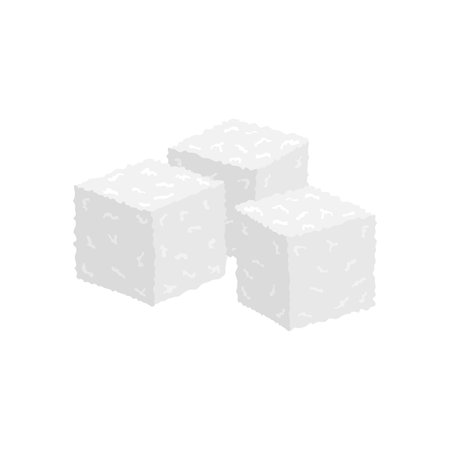 Three cubes of sugar. Refined. Isolated objects on white background.のイラスト素材