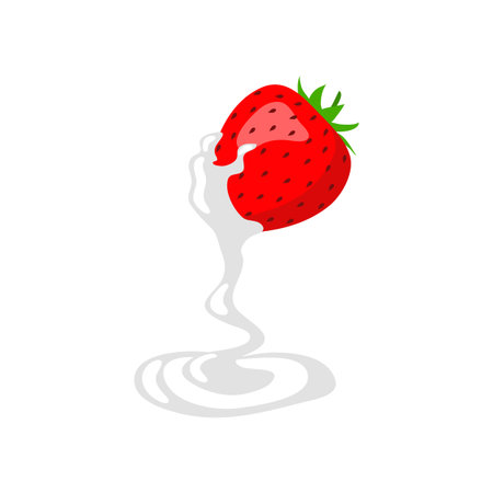 Strawberry and cream vector illustration.のイラスト素材