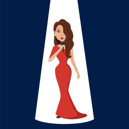 Singer. The woman in the red dress.のイラスト素材