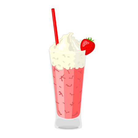 Strawberry milkshake. Isolated icon on white background.のイラスト素材