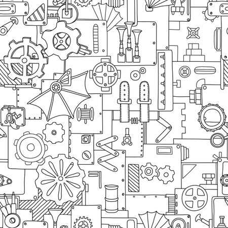 Steampunk seamless pattern. Mechanism the background, vector illustration.のイラスト素材