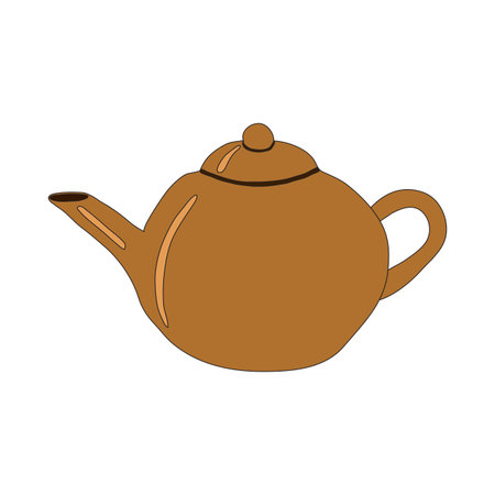 Earthenware teapot. Isolated object on a white background.のイラスト素材