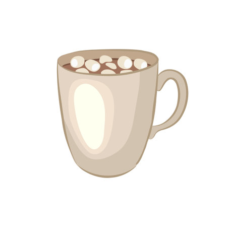 Hot chocolate. Cocoa souffle. Cartoon icon. Isolated object on a white background. Vector illustrationのイラスト素材