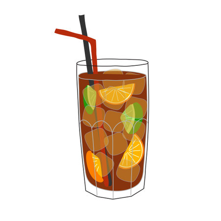 Long island cocktail. Cuba Libre. The hand drawn styleのイラスト素材