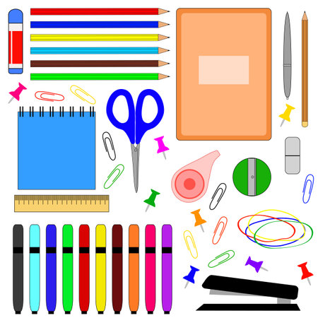School supplies, vector illustration.のイラスト素材